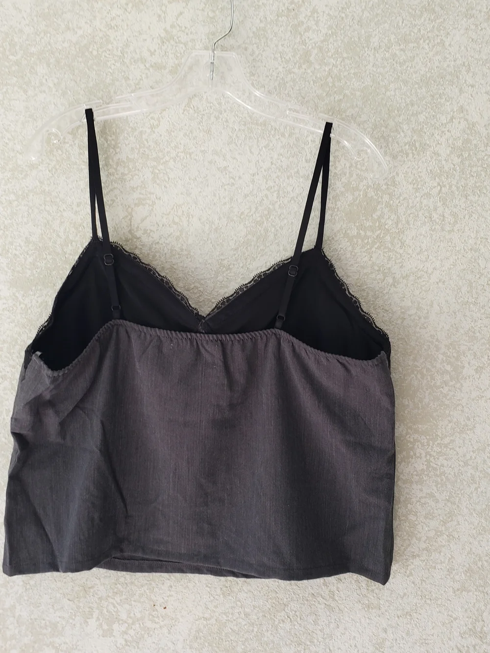 No Boundaries Women's Lace-Trim Charcoal Camisole XL‎ Festival Layer Confident